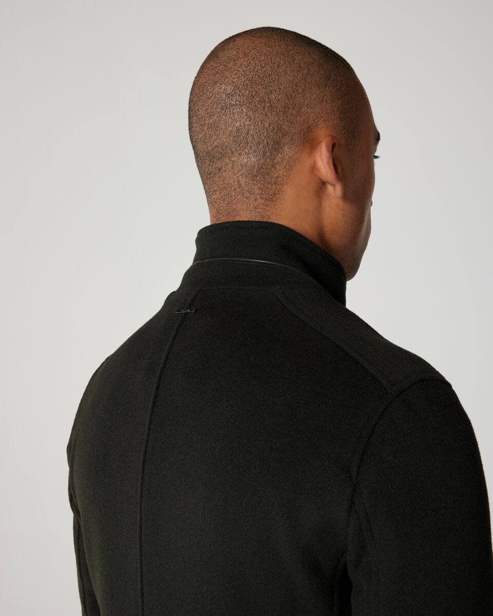 Wool Blend Funnel Neck Coat 